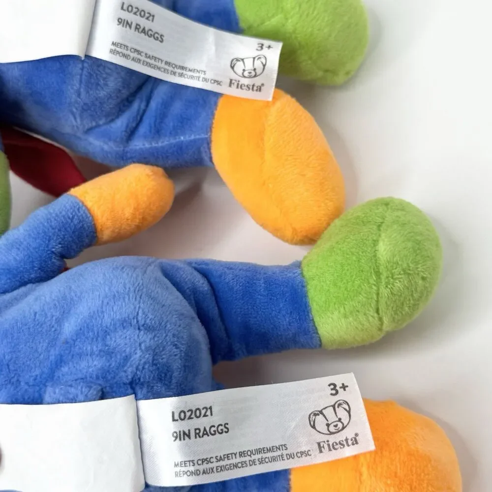 Vintage Raggs The Blue Dog 8.5" Plush Stuffed Animal Lot of 2 PBS Kids TV Show - Picture 6 of 6